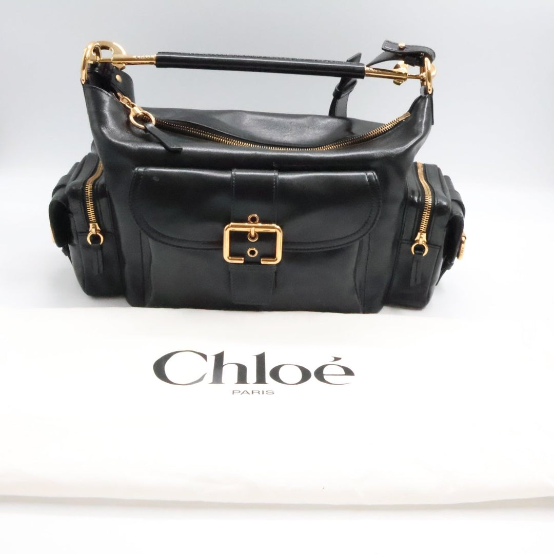 Chloe Medium Black Leather Camera Handbag - Lux Central