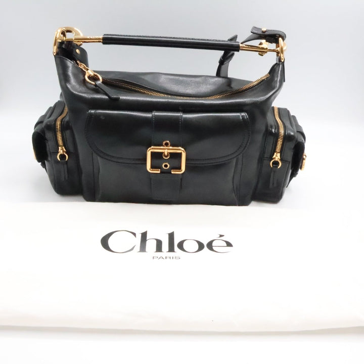 Chloe Medium Black Leather Camera Handbag - Lux Central