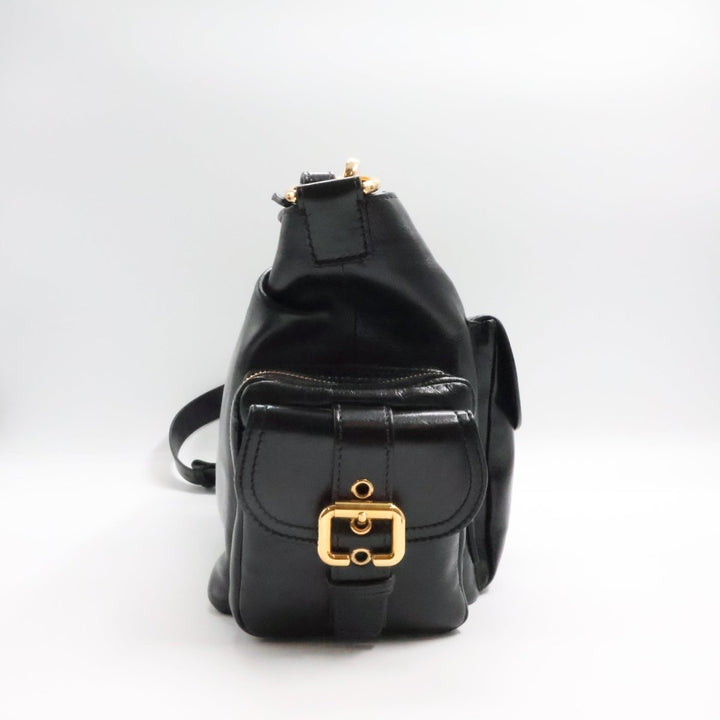 Chloe Medium Black Leather Camera Handbag - Lux Central