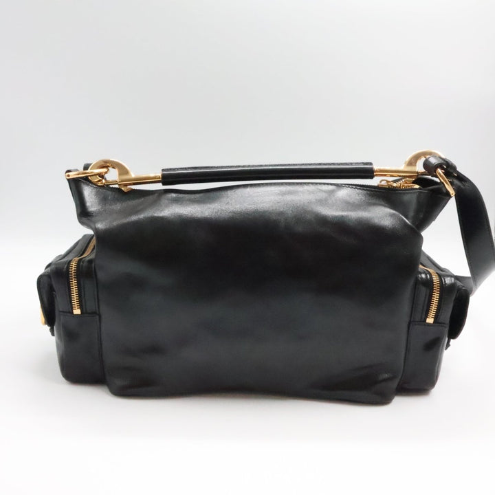 Chloe Medium Black Leather Camera Handbag - Lux Central