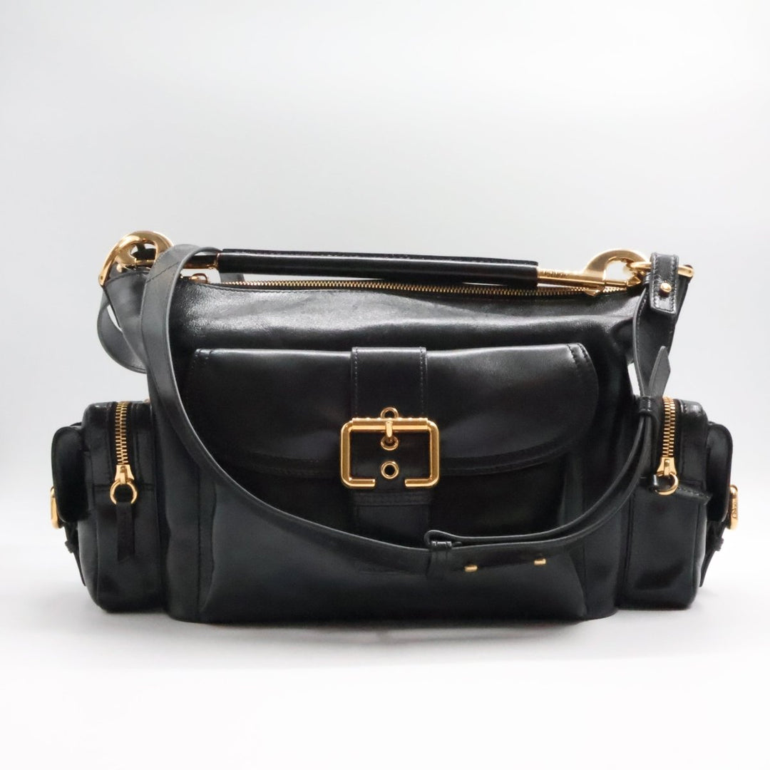 Chloe Medium Black Leather Camera Handbag - Lux Central