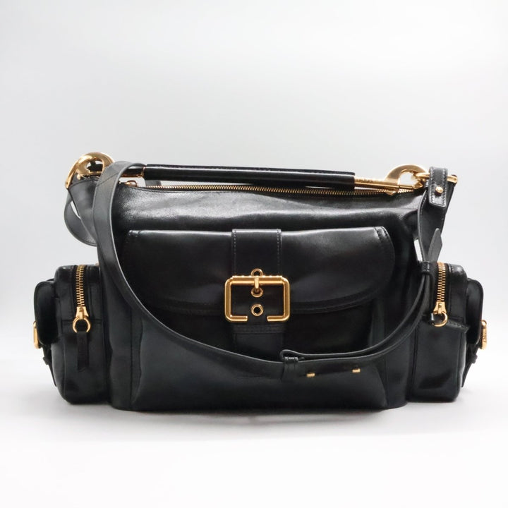 Chloe Medium Black Leather Camera Handbag - Lux Central