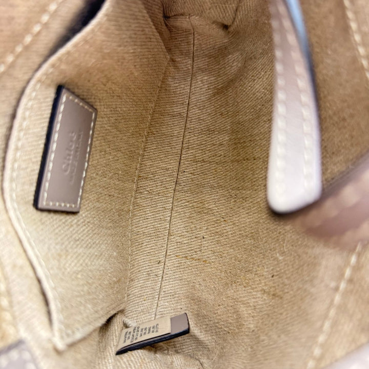 Chloe Mini White/Brown/Beige Woody Tote Handbag - Lux Central