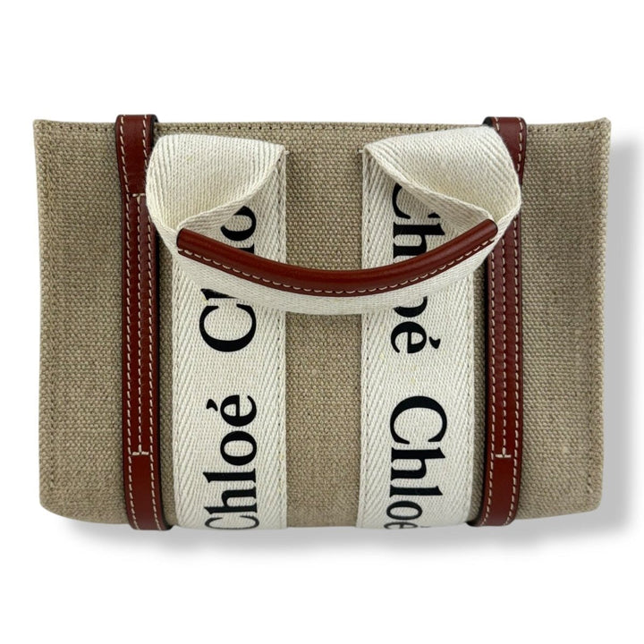 Chloe Mini White/Brown/Beige Woody Tote Handbag - Lux Central