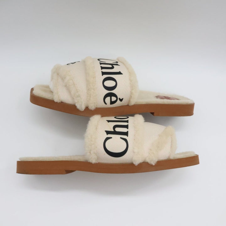Chloe Woody Logo-Tape Flat Sandals UK 5 / EU 38 - Lux Central