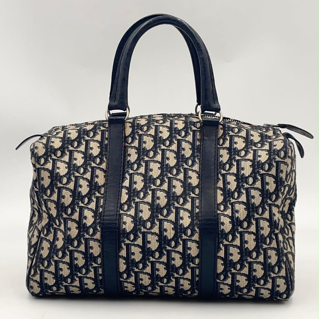 Christian Dior Boston 30 Monogram Oblique Beige/Navy Handbag - Lux Central