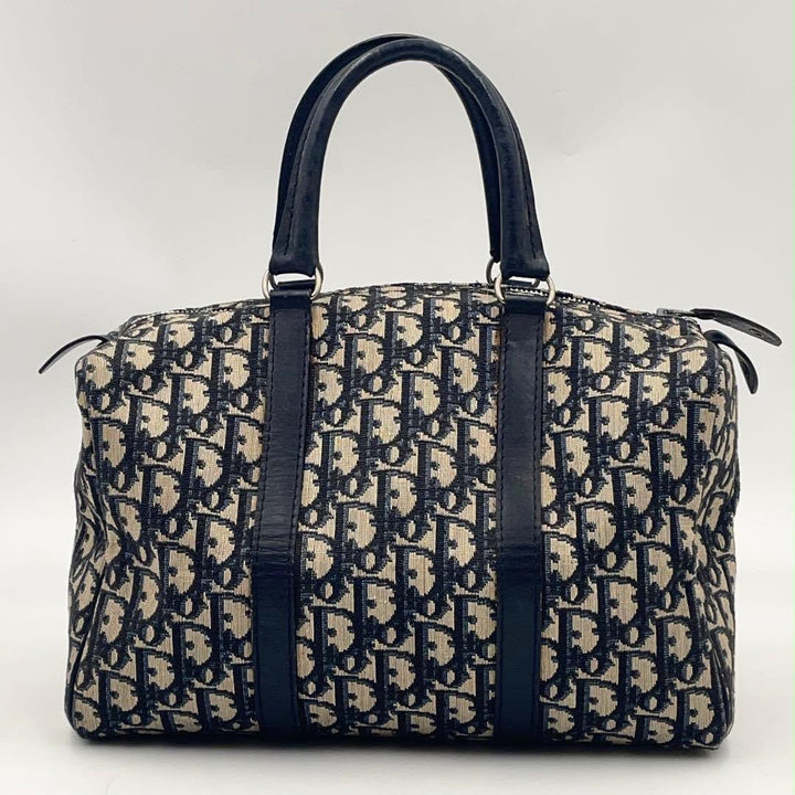 Christian Dior Boston 30 Monogram Oblique Beige/Navy Handbag - Lux Central