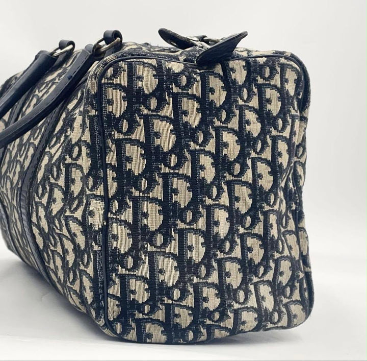 Christian Dior Boston 30 Monogram Oblique Beige/Navy Handbag - Lux Central