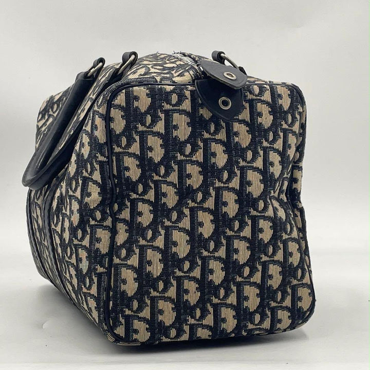 Christian Dior Boston 30 Monogram Oblique Beige/Navy Handbag - Lux Central