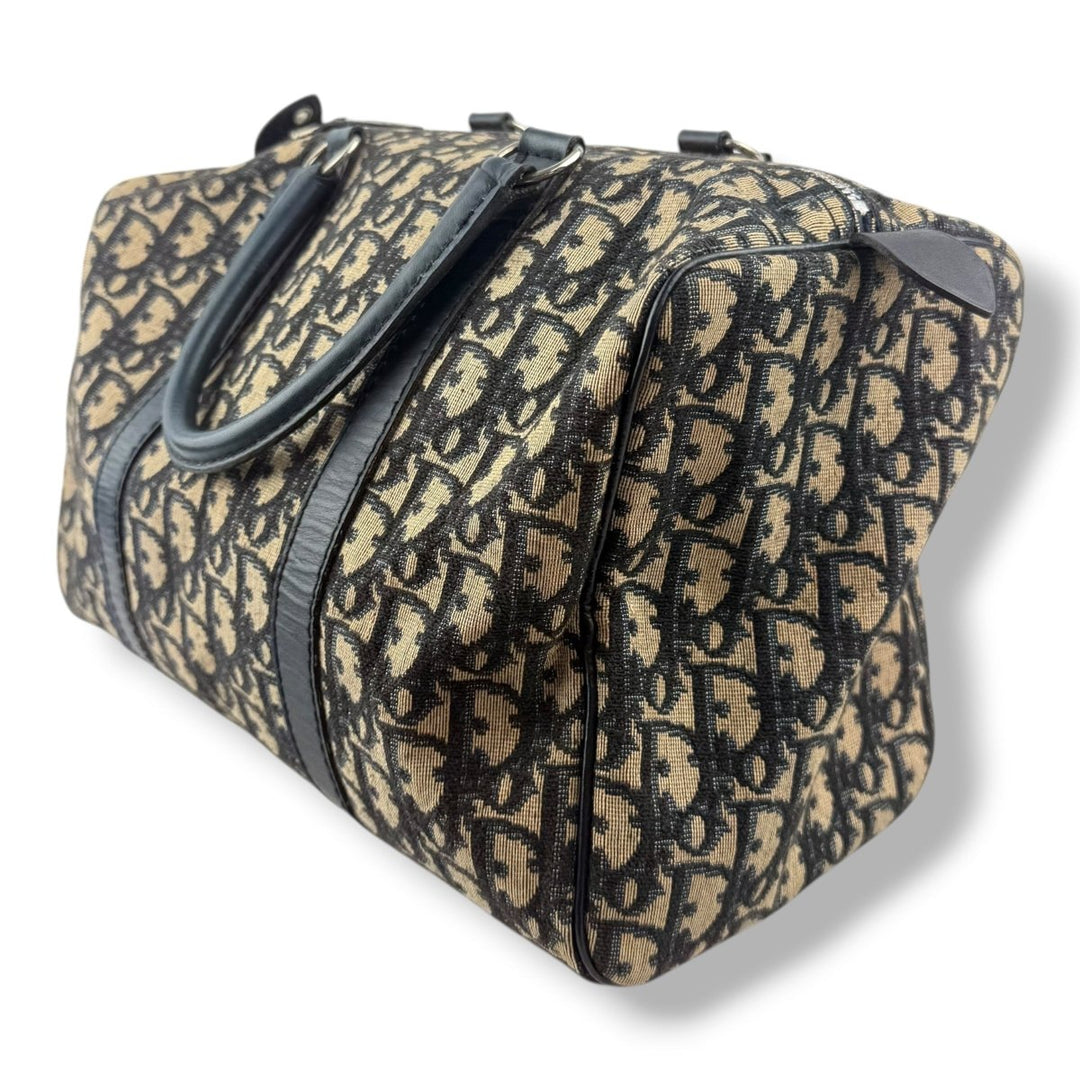 Christian Dior Boston Monogram Oblique Beige/Navy Handbag - Lux Central