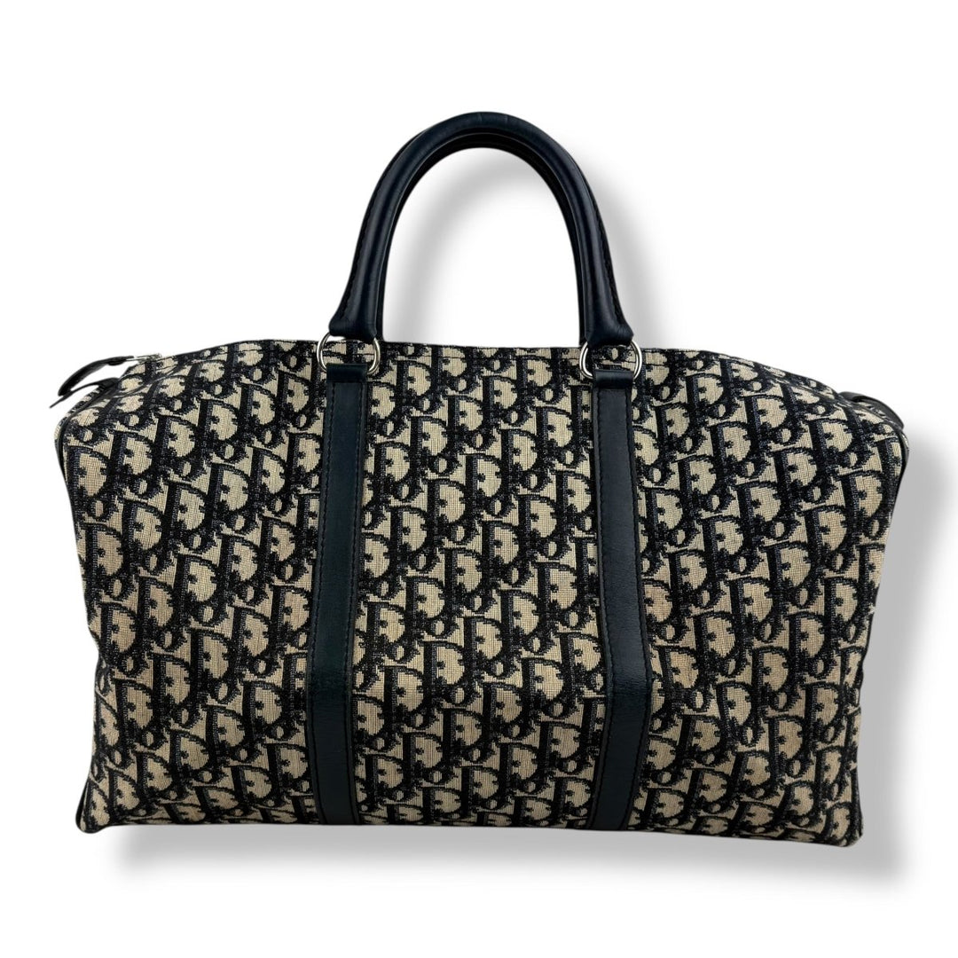 Christian Dior Boston Monogram Oblique Beige/Navy Handbag - Lux Central