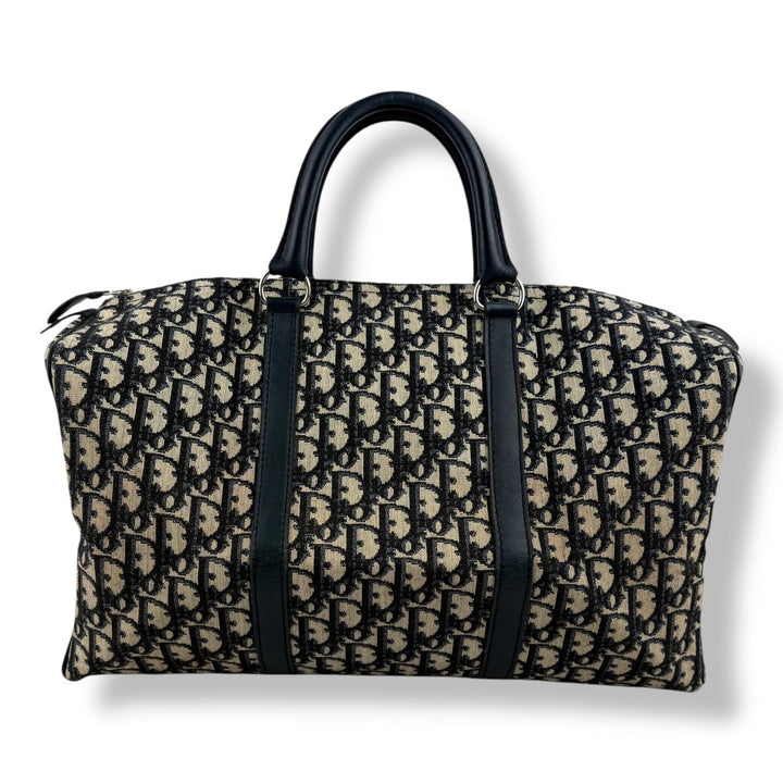 Christian Dior Boston Monogram Oblique Beige/Navy Handbag - Lux Central