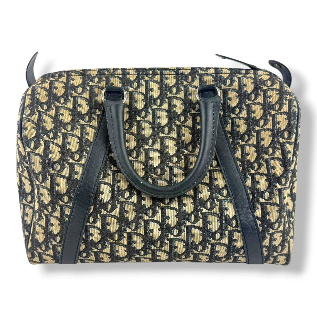 Christian Dior Boston Monogram Oblique Beige/Navy Handbag - Lux Central