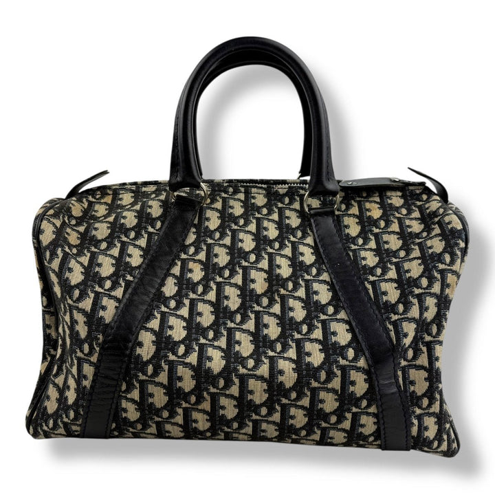 Christian Dior Boston Monogram Oblique Beige/Navy Handbag - Lux Central