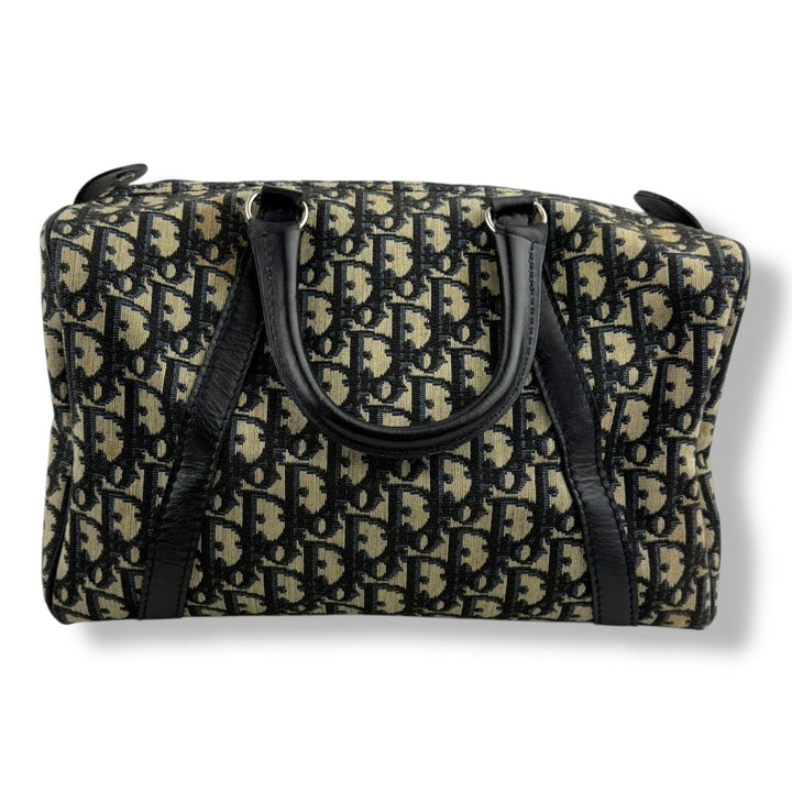 Christian Dior Boston Monogram Oblique Beige/Navy Handbag - Lux Central
