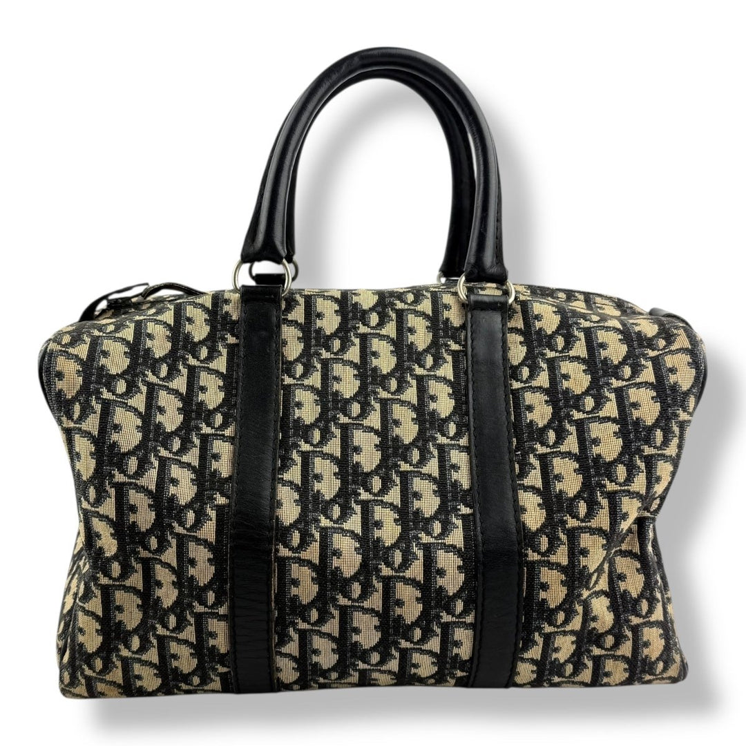 Christian Dior Boston Monogram Oblique Beige/Navy Handbag - Lux Central