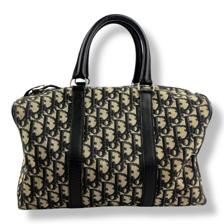 Christian Dior Boston Monogram Oblique Beige/Navy Handbag - Lux Central
