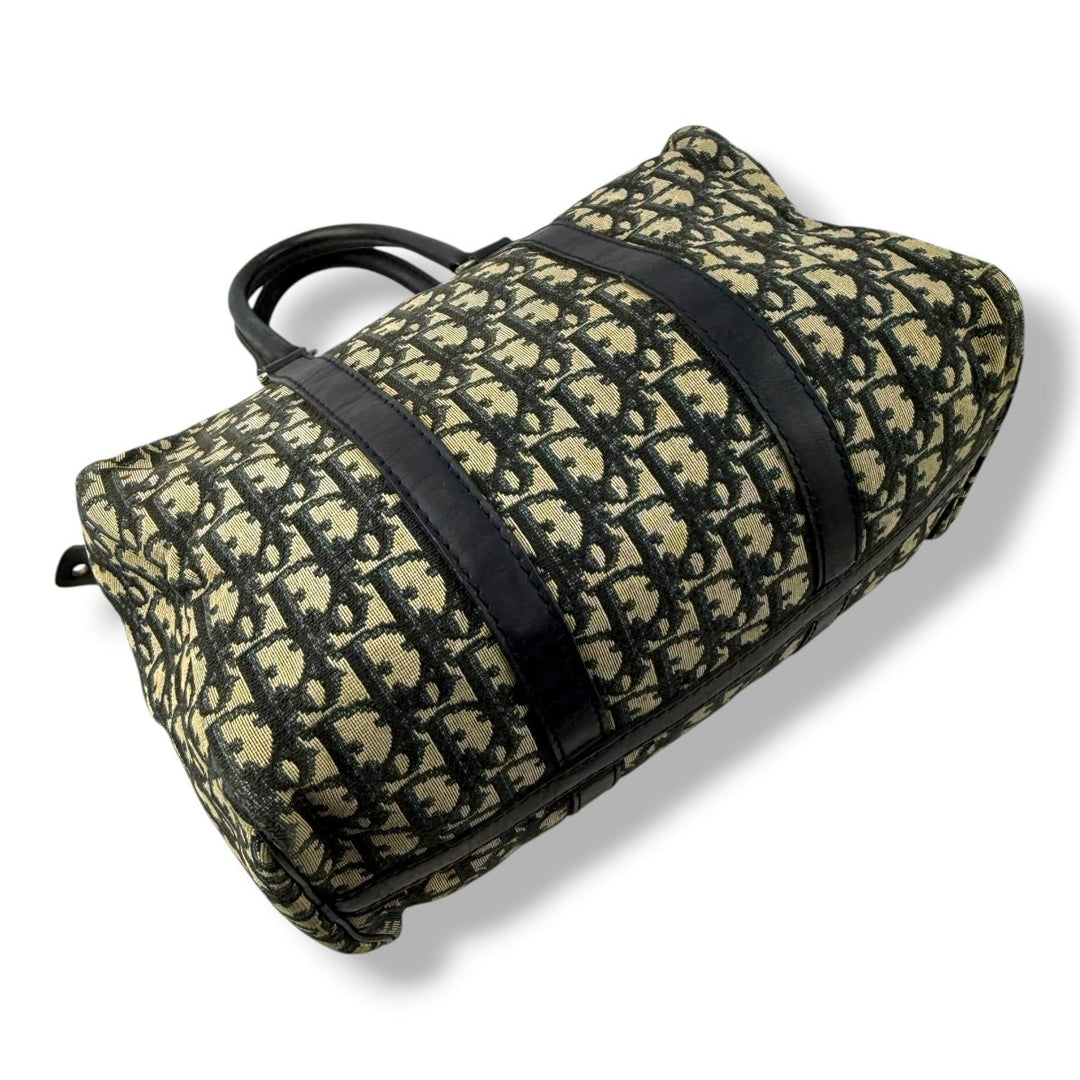 Christian Dior Boston Monogram Oblique Beige/Navy Handbag - Lux Central