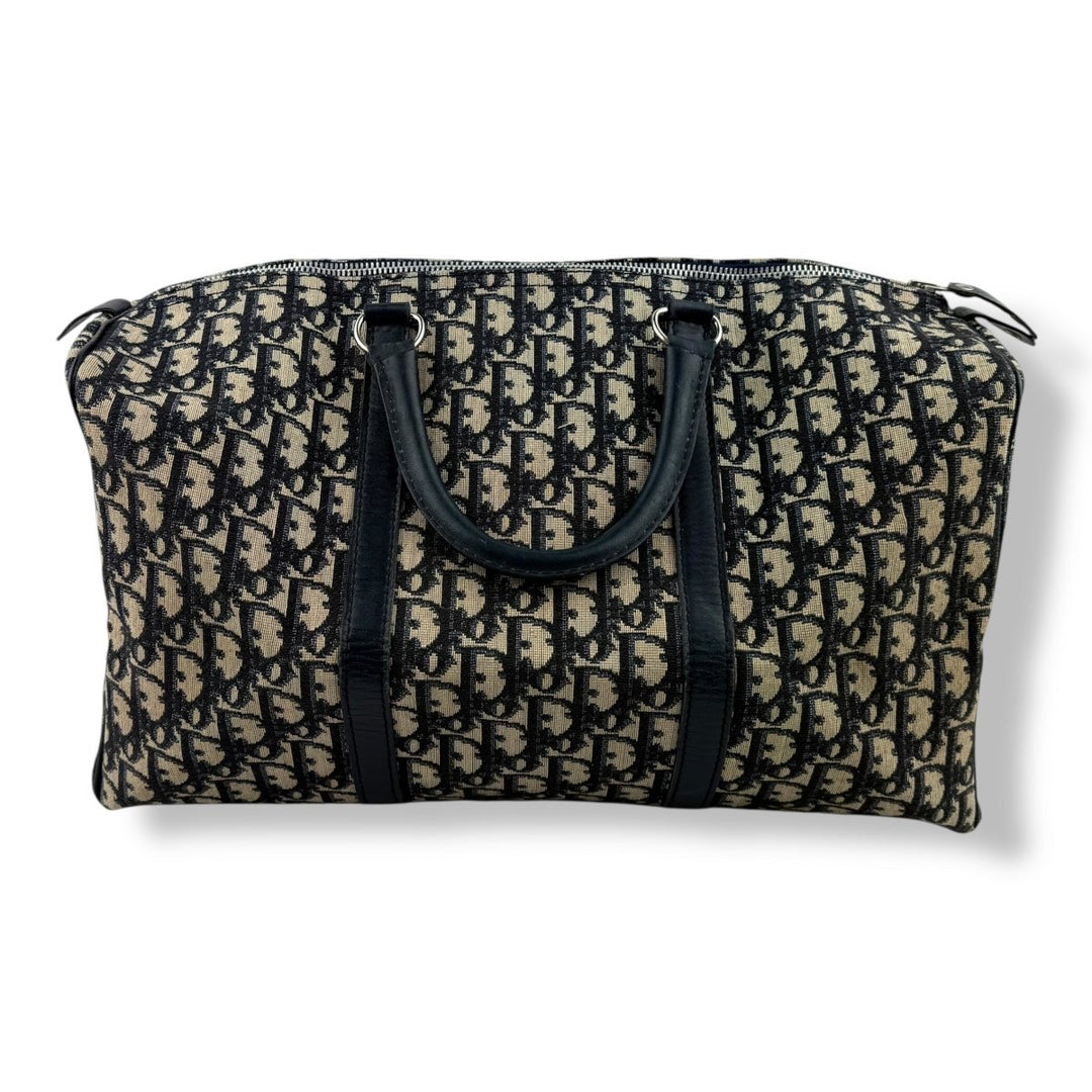 Christian Dior Boston Monogram Oblique Beige/Navy Handbag - Lux Central
