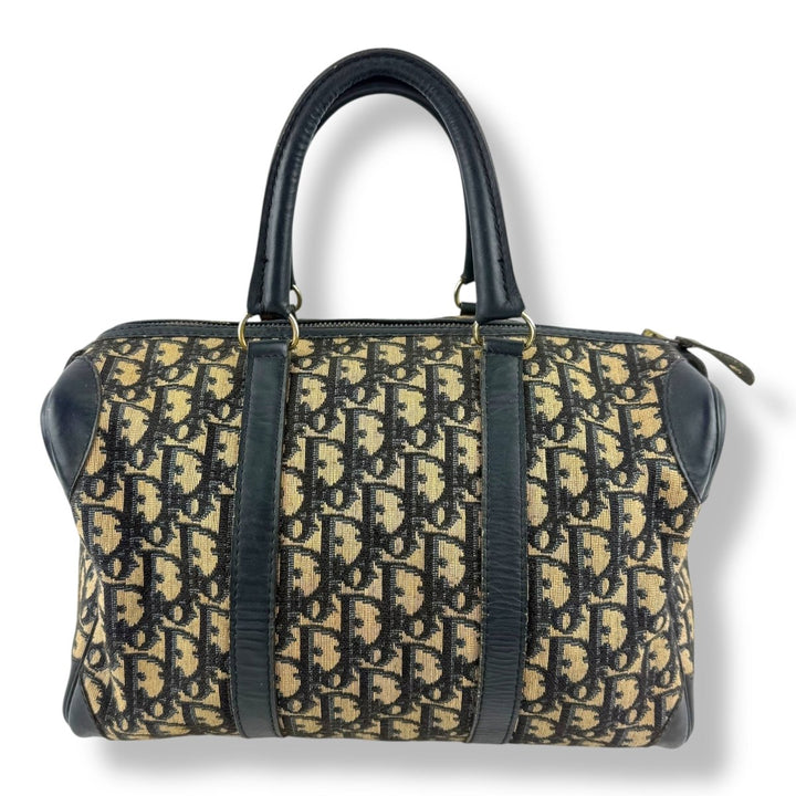 Christian Dior Boston Monogram Oblique Beige/Navy Handbag - Lux Central