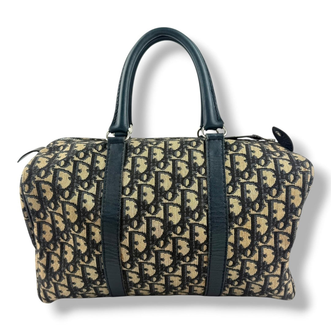 Christian Dior Boston Monogram Oblique Beige/Navy Handbag - Lux Central
