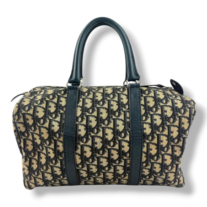 Christian Dior Boston Monogram Oblique Beige/Navy Handbag - Lux Central