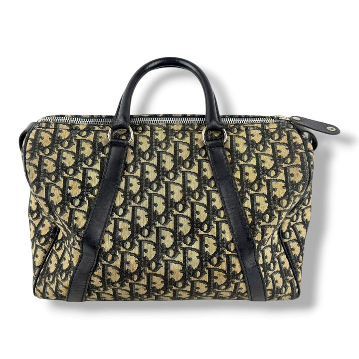 Christian Dior Boston Monogram Oblique Beige/Navy Handbag - Lux Central