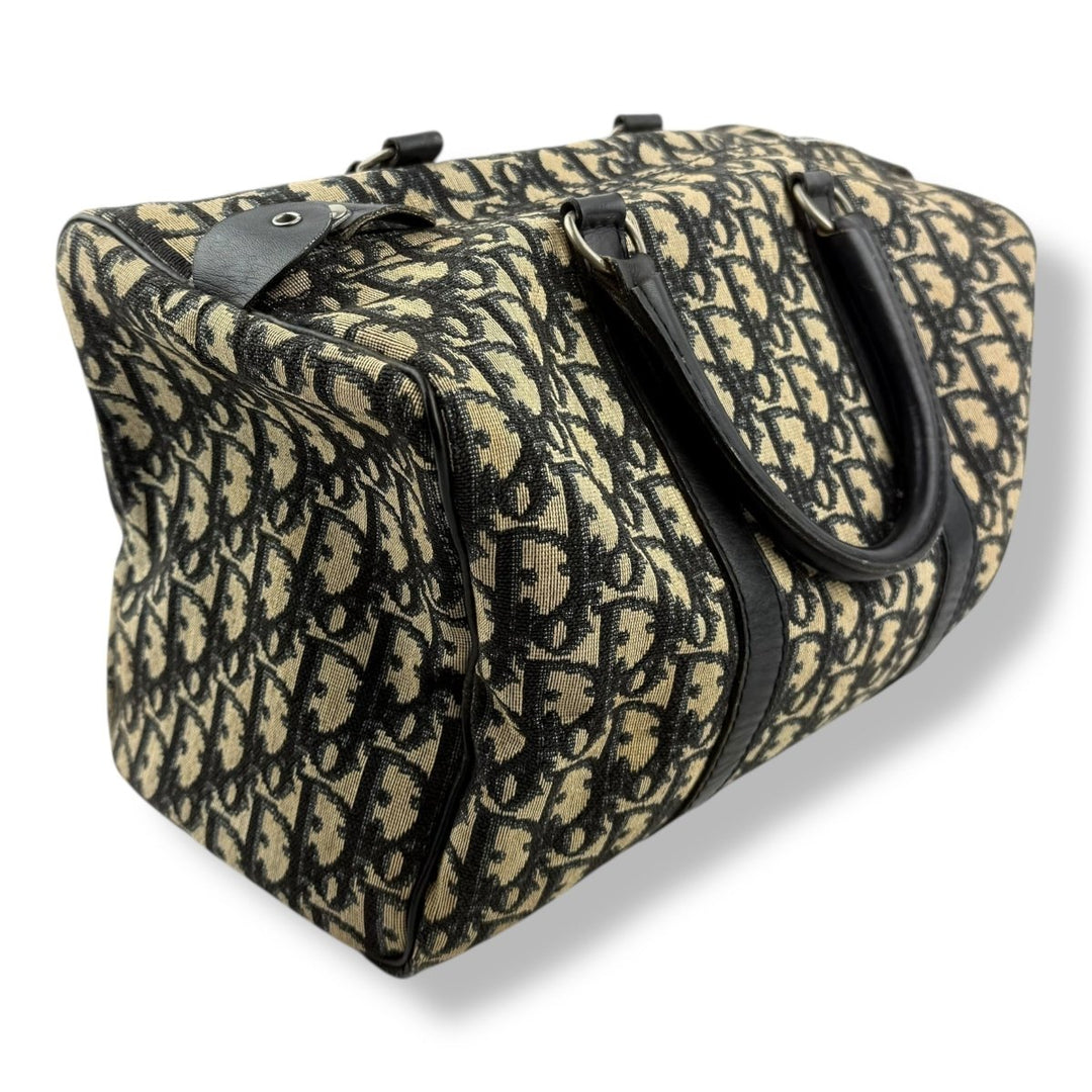 Christian Dior Boston Monogram Oblique Beige/Navy Handbag - Lux Central