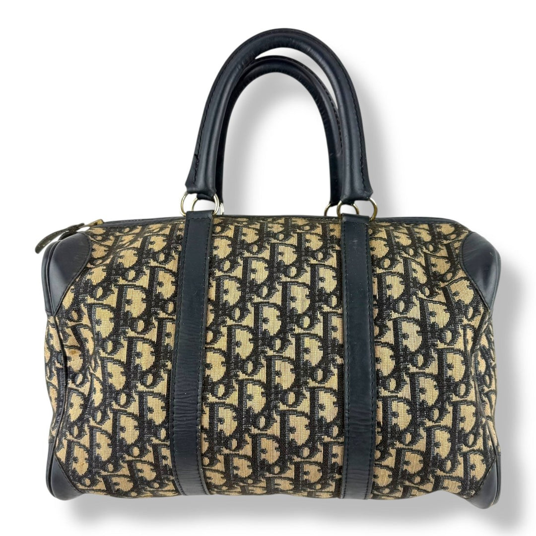 Christian Dior Boston Monogram Oblique Beige/Navy Handbag - Lux Central