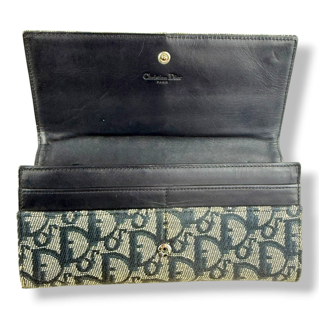 Christian Dior Denim Oblique Long Wallet - Lux Central