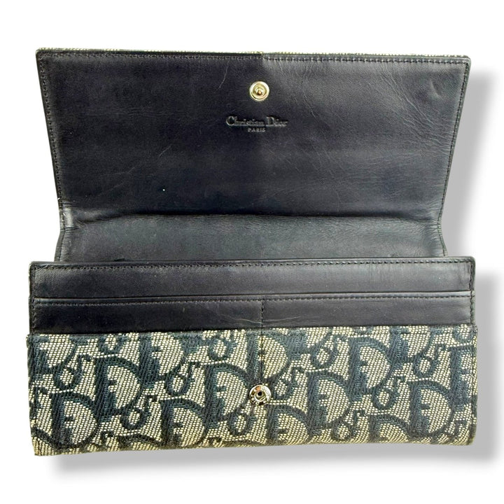 Christian Dior Denim Oblique Long Wallet - Lux Central