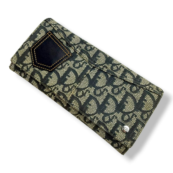Christian Dior Denim Oblique Long Wallet - Lux Central