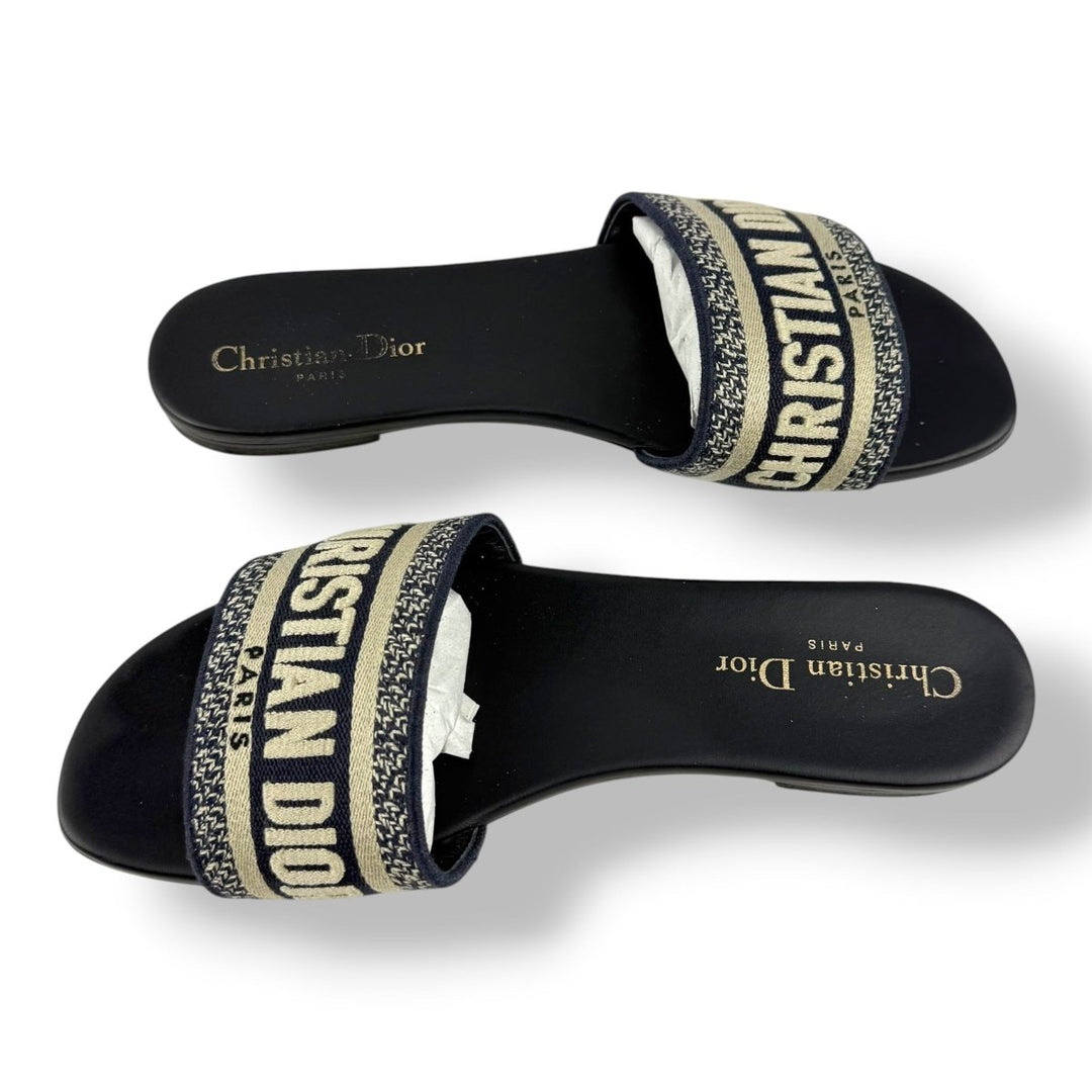 Christian Dior Dway Navy Blue Slides UK 6 / EU 39 - Lux Central
