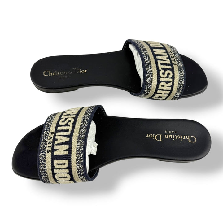 Christian Dior Dway Navy Blue Slides UK 6 / EU 39 - Lux Central