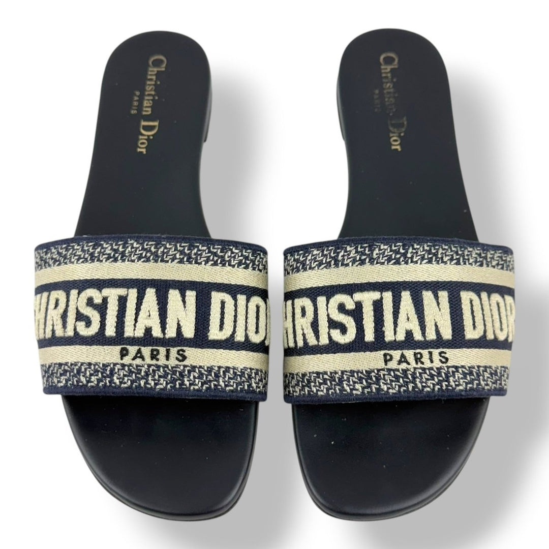 Christian Dior Dway Navy Blue Slides UK 6 / EU 39 - Lux Central