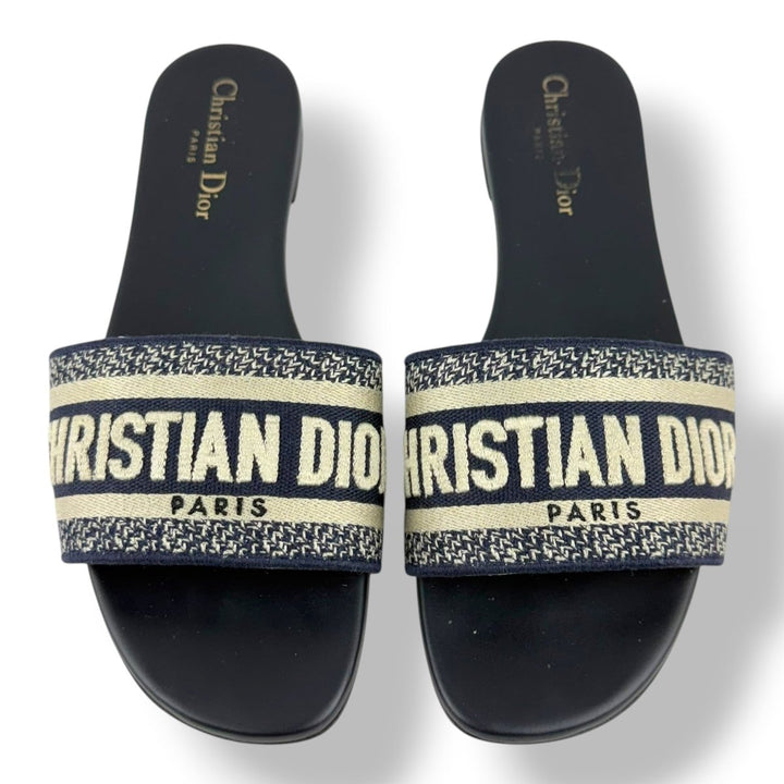 Christian Dior Dway Navy Blue Slides UK 6 / EU 39 - Lux Central
