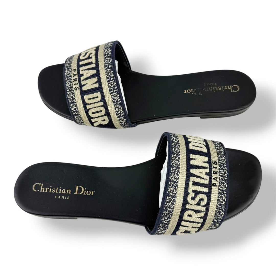 Christian Dior Dway Navy Blue Slides UK 6 / EU 39 - Lux Central