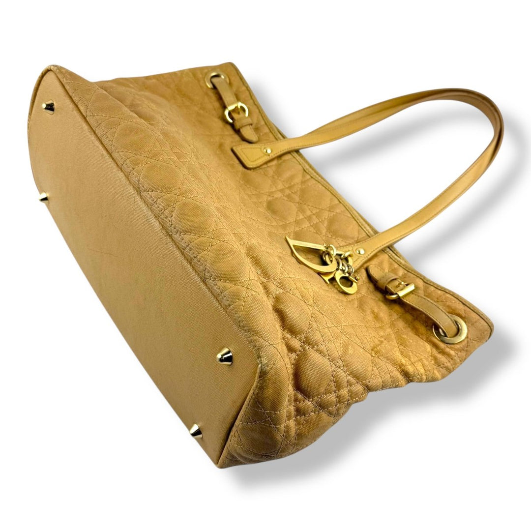 Christian Dior Lady Dior Beige Panarea Quilted Tote Handbag - Lux Central