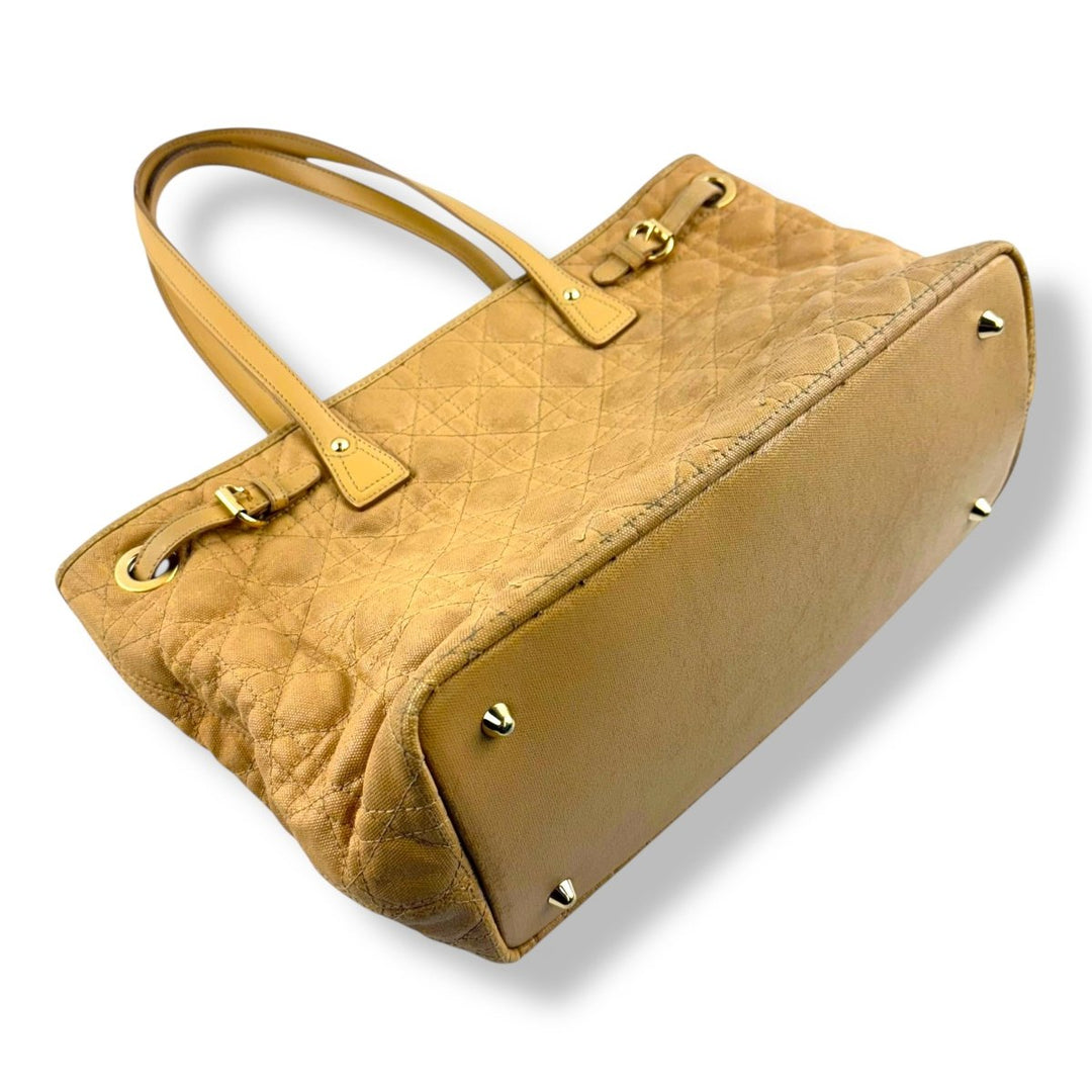 Christian Dior Lady Dior Beige Panarea Quilted Tote Handbag - Lux Central