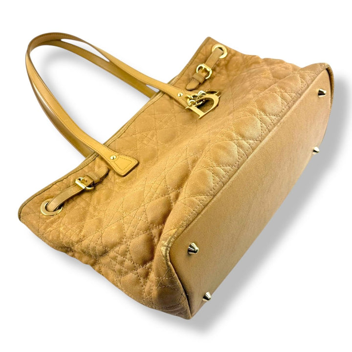 Christian Dior Lady Dior Beige Panarea Quilted Tote Handbag - Lux Central