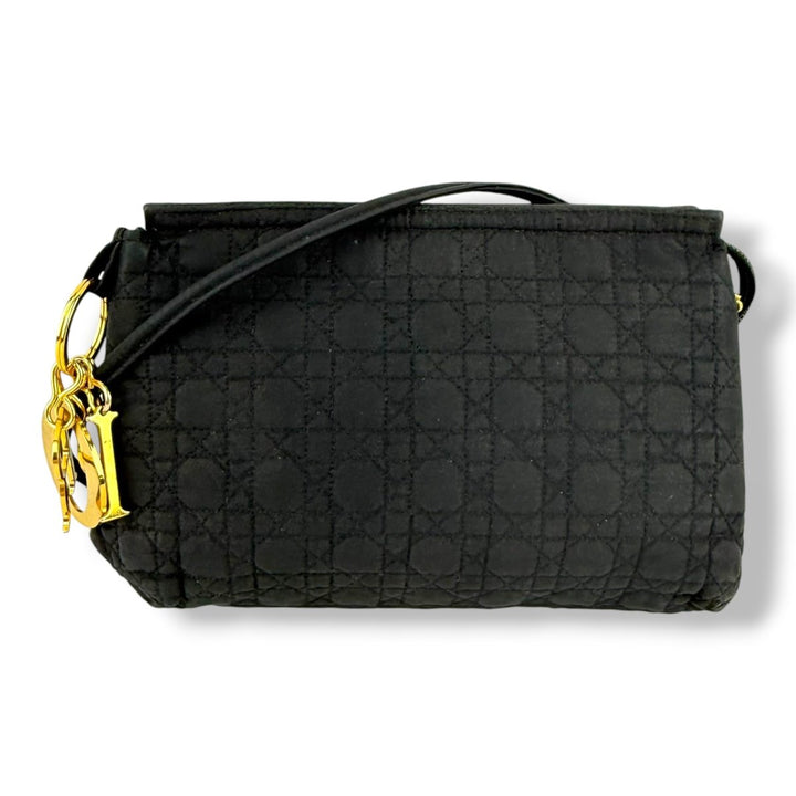 Christian Dior Lady Dior Black Quilted Cotton Crossbody Bag - Lux Central