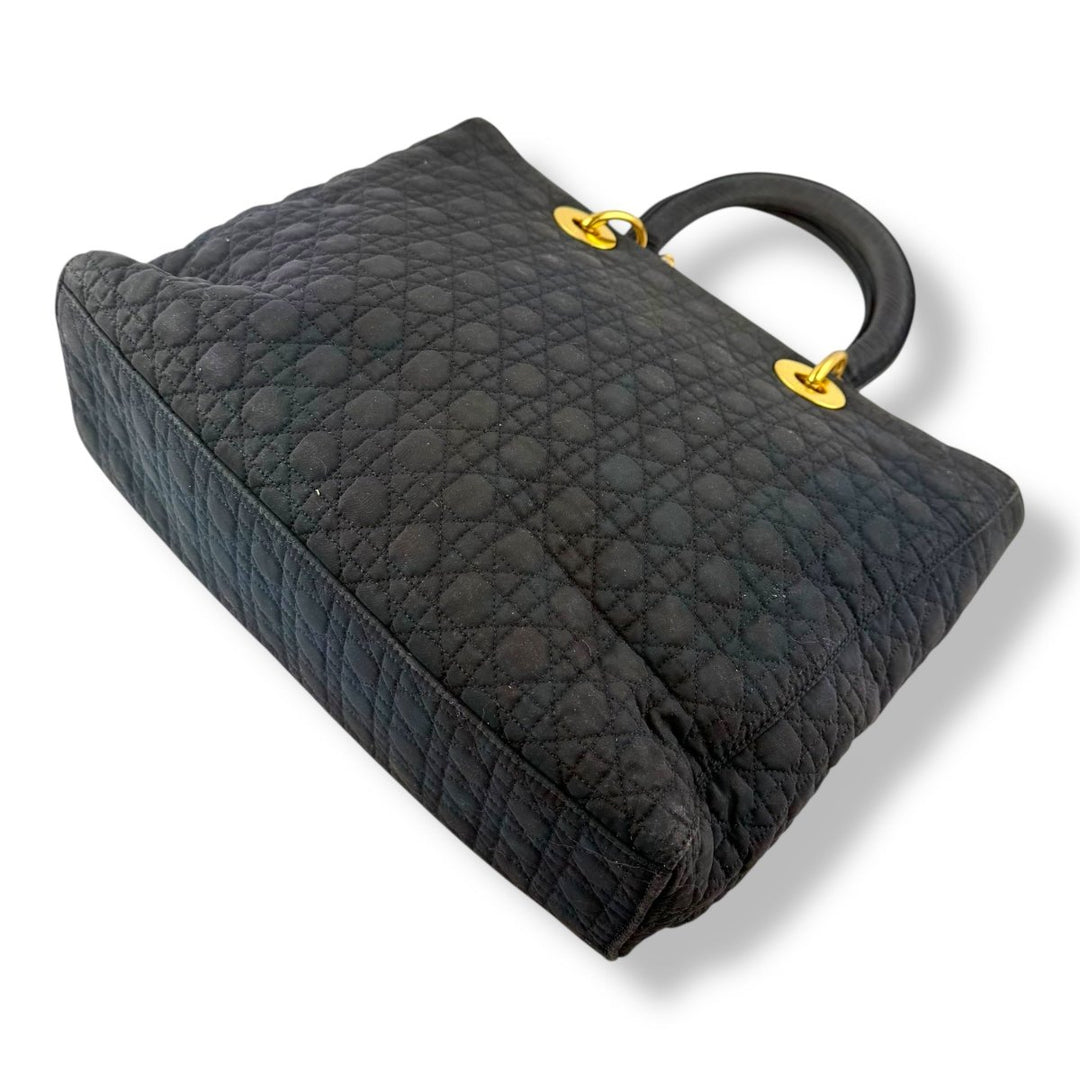 Christian Dior Lady Dior Black Quilted Cotton Handbag - Lux Central