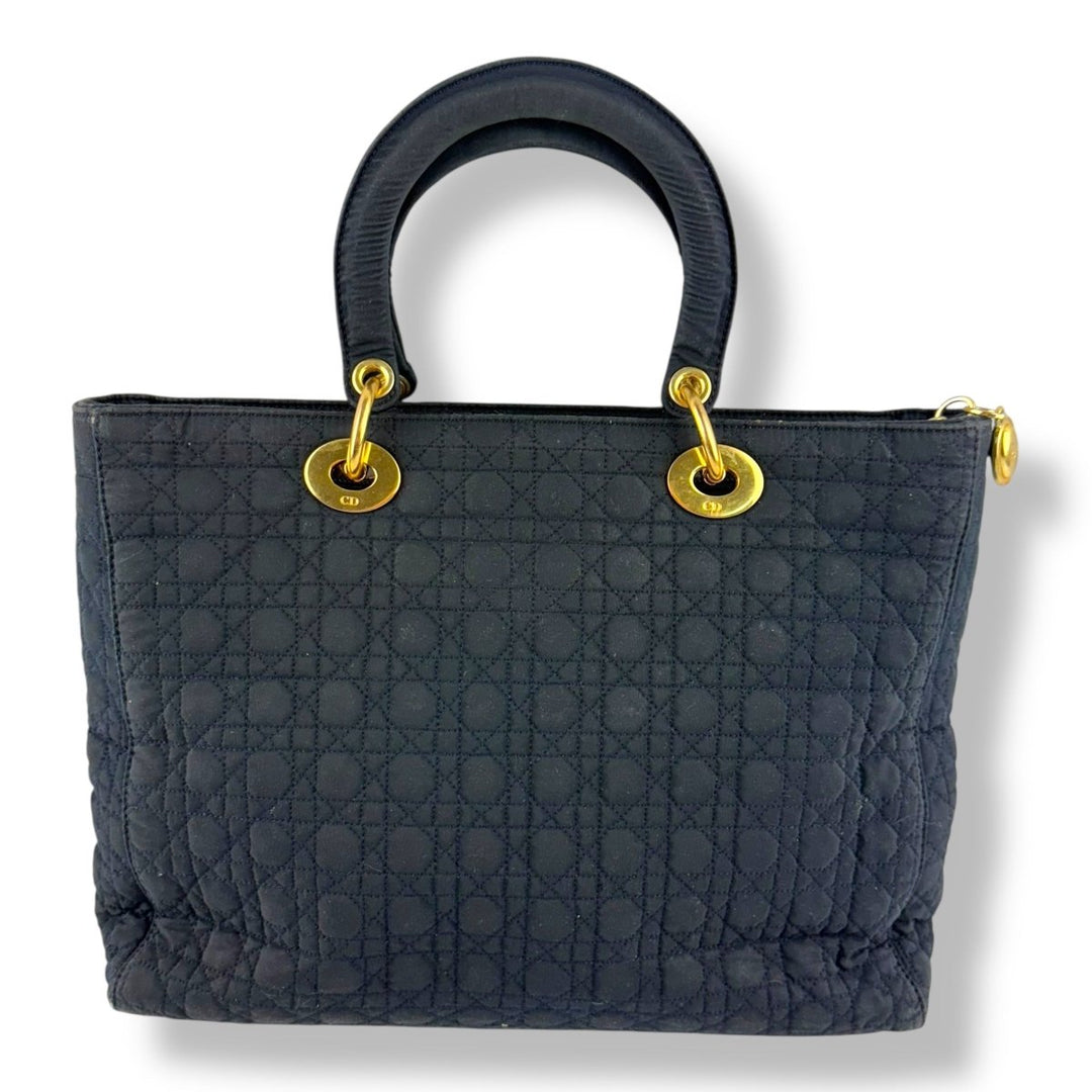 Christian Dior Lady Dior Black Quilted Cotton Handbag - Lux Central