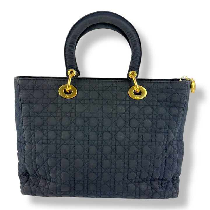Christian Dior Lady Dior Black Quilted Cotton Handbag - Lux Central