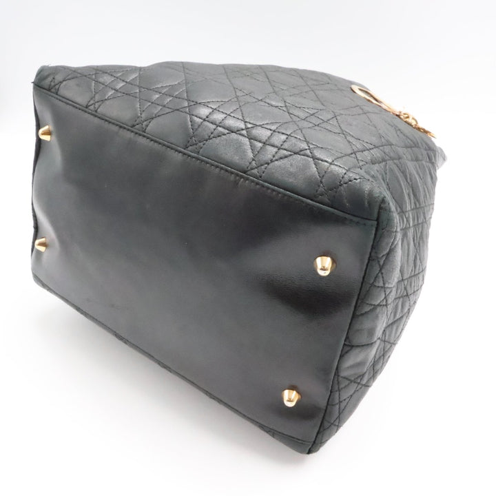 Christian Dior Lady Dior Black Quilted Leather Shoulder Tote Handbag - Lux Central