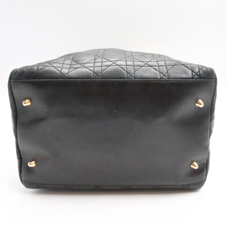 Christian Dior Lady Dior Black Quilted Leather Shoulder Tote Handbag - Lux Central