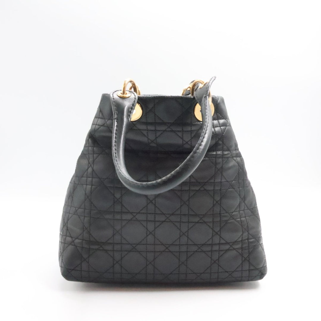 Christian Dior Lady Dior Black Quilted Leather Shoulder Tote Handbag - Lux Central
