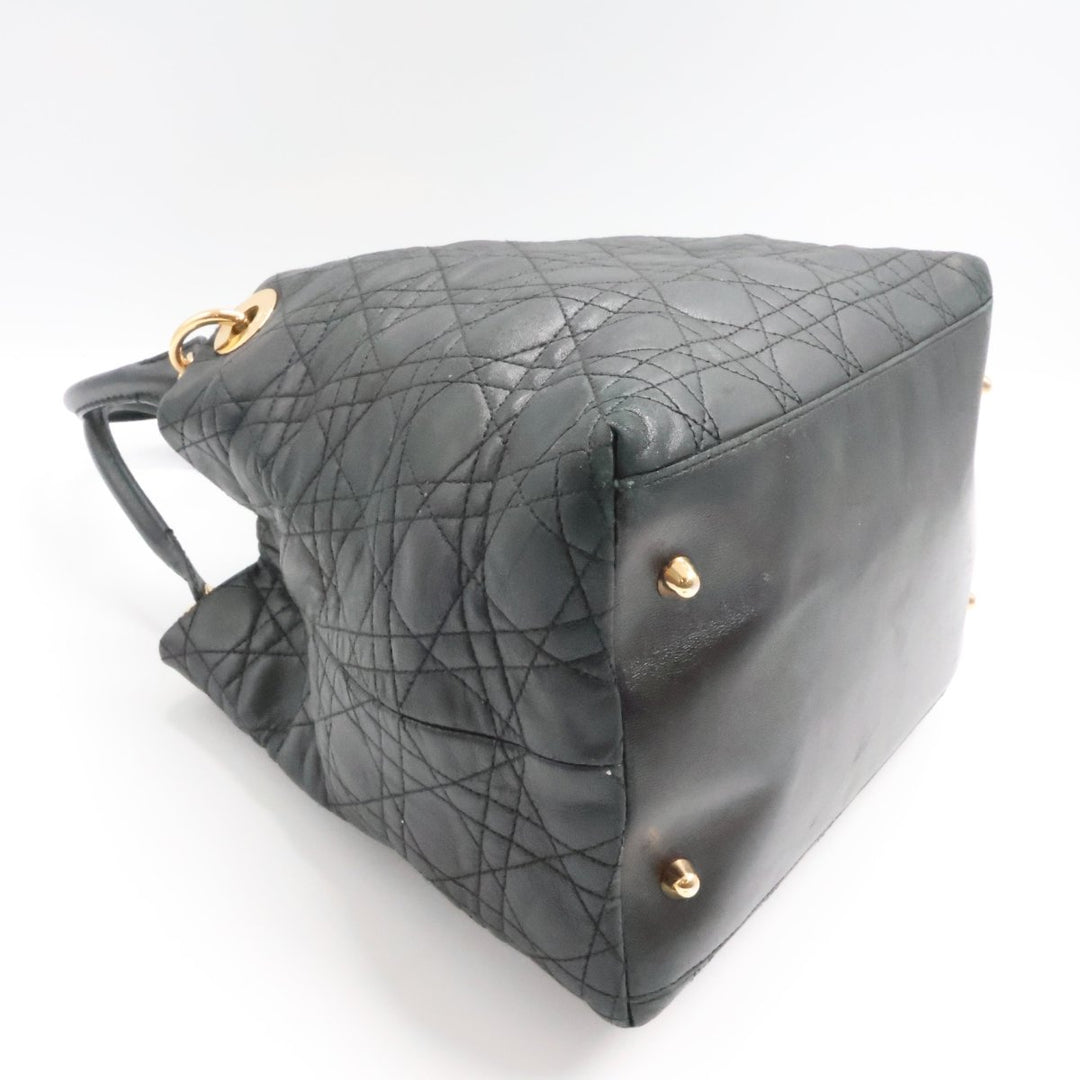 Christian Dior Lady Dior Black Quilted Leather Shoulder Tote Handbag - Lux Central