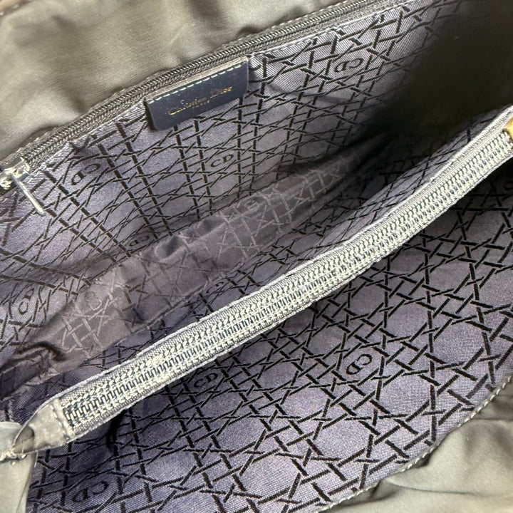 Christian Dior Lady Dior Navy Quilted Cotton Shoulder Tote Handbag - Lux Central