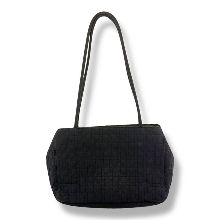 Christian Dior Lady Dior Navy Quilted Cotton Shoulder Tote Handbag - Lux Central
